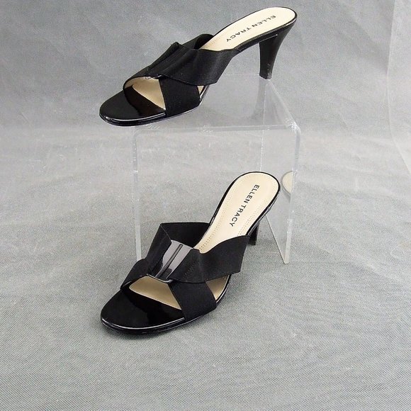 Ellen Tracy Comfy Strappy Sandals Open Toe Mules Heels 8 M - Picture 6 of 6